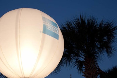 Airstar America provided several large lighted balloons with the American Express logo.