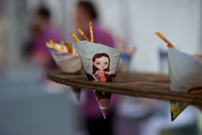 The whimsical illustrations that decorated the jack-in-the-box also appeared on cones holding French fries.