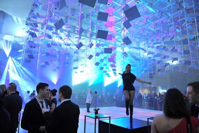 Artist David Rokeby's 'Cloud' installation hung over the dance floor.