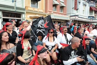 Fans, many dressed in pirate gear, flanked the black carpet.