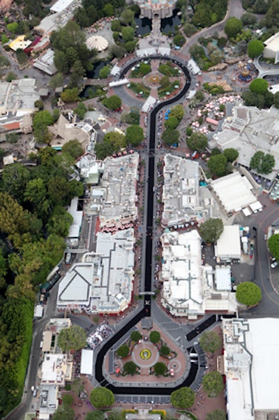 A black arrivals carpet snaked through Disneyland.