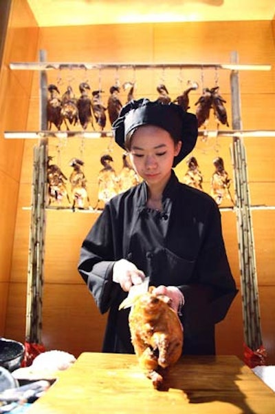 In the popular Peking Duck Gallery, 10 chefs carved Peking ducks to order, using all 260 ducks prepared for the event.