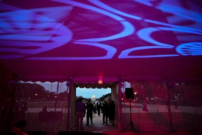 The White House could be seen from the tent entrance.