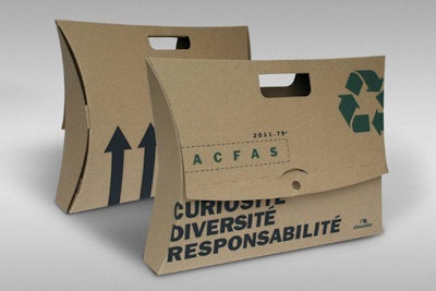 Cascades can brand the cardboard containers with a corporate logo or another graphic.