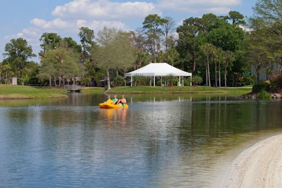 The Cypress Pointe gazebo at the Hyatt Regency Grand Cypress is on a 21-acre lake and is suited for corporate picnics.