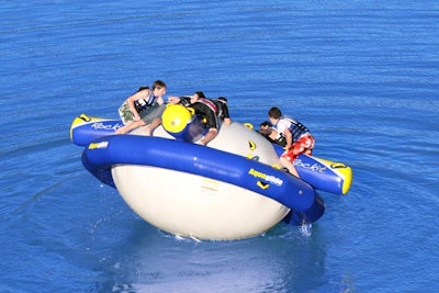 Tradewinds Island Grand Resort created Splash Island water park 60 feet offshore in the Gulf of Mexico.