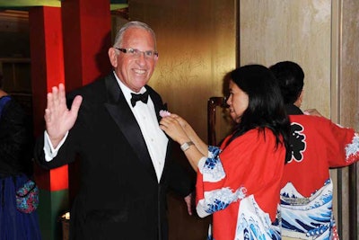 Every male guest received a paper cherry blossom boutonniere, all of which were made by Bridgepoint patients.