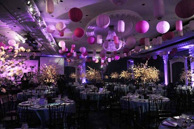 Japanese lanterns hung over guests in the dining area.