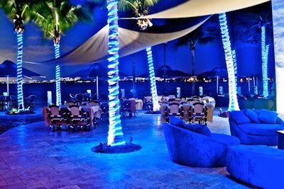 Outdoor seating at Trio on the Bay overlooks the Biscayne Bay and can accommodate 140 people.