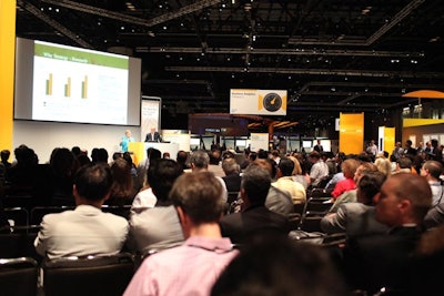 Each of the six campuses had its own theater with more than 200 seats. Throughout the day, SAP customers gave 20-minute presentations about their experience using SAP products. After each speech, the presenter would move into a nearby discussion room for one-on-one interaction with interested audience members.