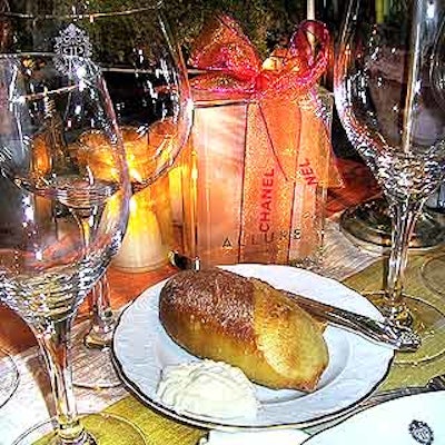 Guests took home bottles of Chanel perfume that decorated the place settings.