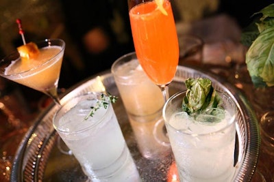 Bartenders served a modern take on five vintage cocktails like the old-fashioned and gimlet at the after-party by infusing them with juice and herb flavors.