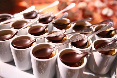 The dessert bar also included individual crème brûlée cups with chocolate spoons.