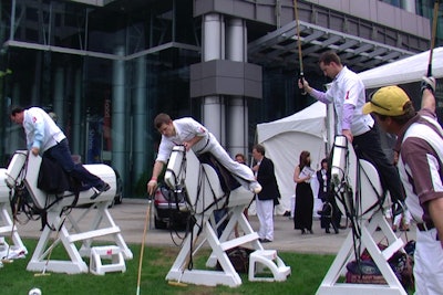 Guests mounted wooden horses to take part in the polo challenge.