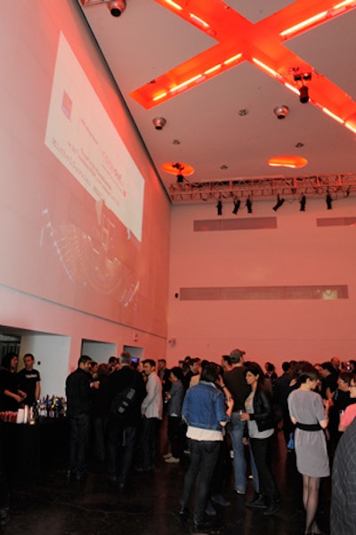 The gala took place in the neon-pink-lit great hall of the Ontario College of Art And Design.