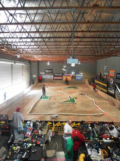 At the Vegas R/C Raceway, radio-controlled cars zip around the track, one of only two in the world that uses pure clay, which gives the cars great traction.