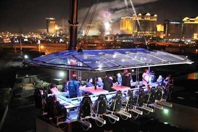 Dinner in the Sky is a 22-person engineered dining table suspended 160 to 180 feet in the air, and it's now available for booking in Las Vegas for events, beginning November 1.