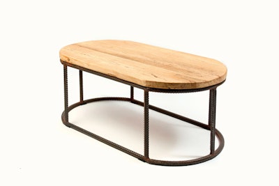 Reclaimed-wood coffee table, pricing varies, available in Toronto from Contemporary Furniture Rentals