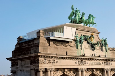 Household appliance company Electrolux created the Cube, a mobile dining room that will appear on landmark sites across Europe throughout 2011. Starting at the Parc du Cinquantenaire in Brussels, the 18-seat space will host chefs from each location who will cook on the company’s appliances.