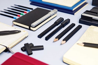 Moleskine recently expanded its product line beyond journals to include travel-friendly items including bags, pens, and USB-rechargeable booklights by Italian designer Giulio Iacchetti.