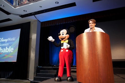 Walt Disney World provided all of the entertainment for the conference, including an appearance by Mickey Mouse with Mashable C.E.O. Pete Cashmore.