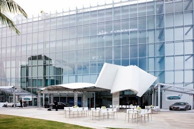 The Frank Gehry-designed New World Center provided a striking backdrop for the party on the plaza.