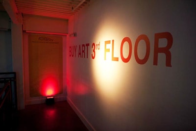 A wall decal alerted guests to the third-floor art gallery.