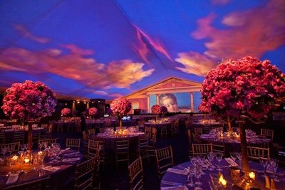 Projections enlivened the tent for the Los Angeles County Museum of Art's Resnick Pavilion gala opening.