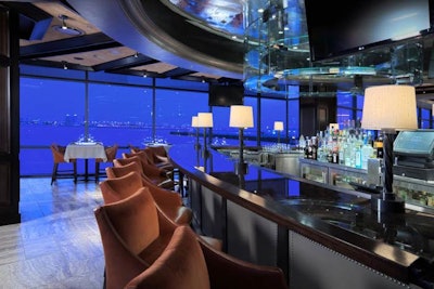 The Liberty Wharf venue offers harbor views.