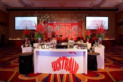 Hargrove used Vodafone's colors of white and red throughout the decor.