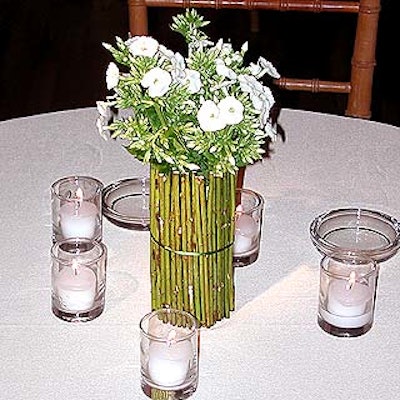 Banchet Flowers created interesting centerpieces using stalks of asparagus.