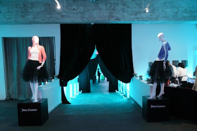 Title sponsor Juicy Couture fit with the event’s fashion and creativity theme, with mannequins in bright Juicy Couture jackets and crinoline skirts flanking the gallery entry.