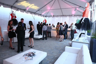 The tent in Blagden Alley had Juicy Couture mannequins placed next to stark white leather couches and a white DJ booth and bar.