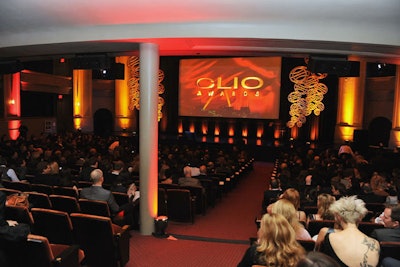 The event's 550 guests moved to the LeFrak Theater for the award ceremony. Event director Karl Vontz and his team switched this part of the event from the seated dinner-style format of last year to a theater-style setup.