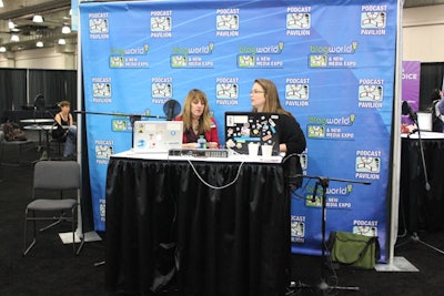 On the expo floor, which opened on May 25 and ran through May 26, the organizers had a pavilion for podcasts.