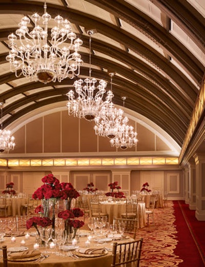 The 6,000-square-foot Burnham Ballroom at JW Marriott has an original domed ceiling designed by Daniel Burnham.
