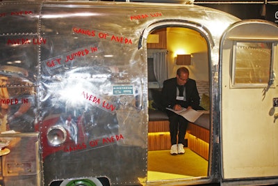 Organizers transformed a small Airstream trailer into the Aveda 'Hairstream' mobile office.