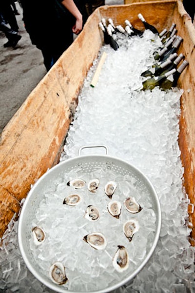 The bar in the parking lot served raw oysters and sparkling wine.