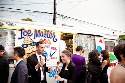 A playful touch on dessert, Sublime Catering arranged for an ice cream truck to roll up the lane way with soft-serve for guests.