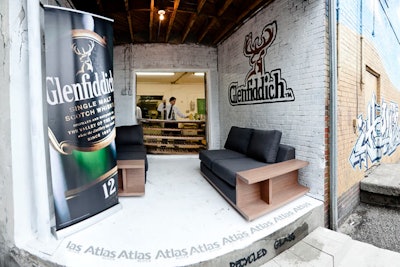 The Glenfiddich tasting lounge took over the loading dock, giving visitors a chance to see the bakers at work.