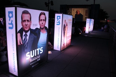 Lightboxes placed around the perimeter of the pier displayed promotional images from the TV series presented at the screenings.
