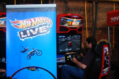 A stable of car-racing video games took over a corner of the venue.