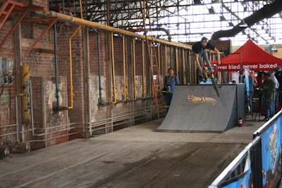 Professional bikers did stunts and jumps in one part of the Holcim Gallery.