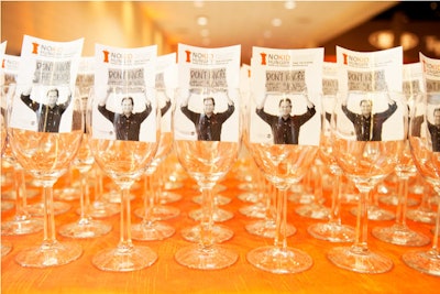 Organizers placed cards in each of the wineglasses that featured Share Our Strength's No Kid Hungry spokesperson, Jeff Bridges, and the dates of upcoming Florida events.