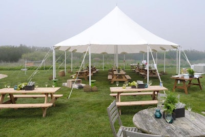 On the first full day of activities, guests enjoyed an alfresco barbecue-style lunch under a big-top tent erected on the grounds of Kilkare House in Wainscott.