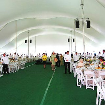Lunch was held inside a tent in the garden from Stamford Tent and Party Rental.