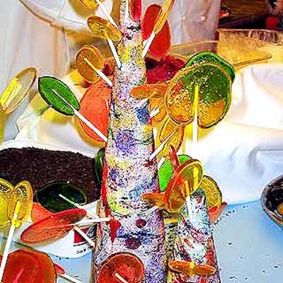 Gotham Bar and Grill decorated its food station with colorful lollipop trees.