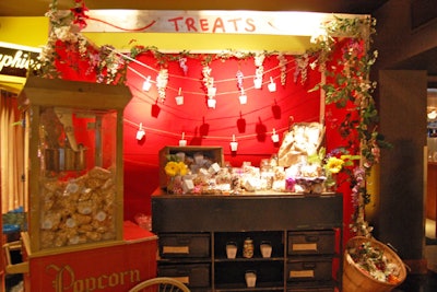An old-fashioned concessions stand offered treats like caramel corn and Tootsie Rolls.
