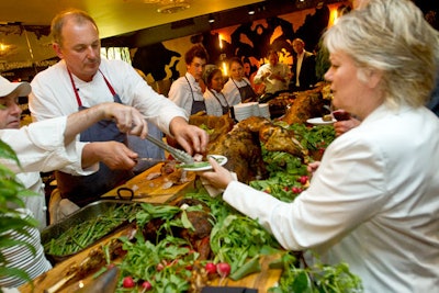 While food stations were dispersed throughout the Drake, the main spread was on the ground floor. Chef Michael Stadtländer prepared his hors d'oeuvres using local organic ingredients.