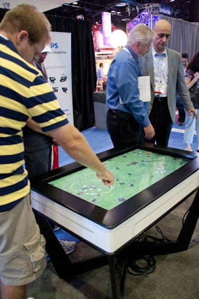 Attendees could try GestureTek's new 42-inch GestTable, an interactive LCD table that is in final testing before its release later this summer. For corporate meetings, the company said the table can be used for presentations and collaborative work.